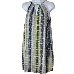 ECI Gray Green Tie Dye Mid Length Sleeveless Halter Top Dress Size Small